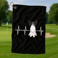 Papillon Heartbeat Dog Lover Golf Towel thumb 1