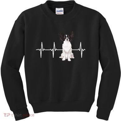 Papillon Heartbeat Dog Lover Kids Sweatshirt