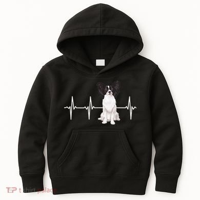 Papillon Heartbeat Dog Lover Kids Hoodie