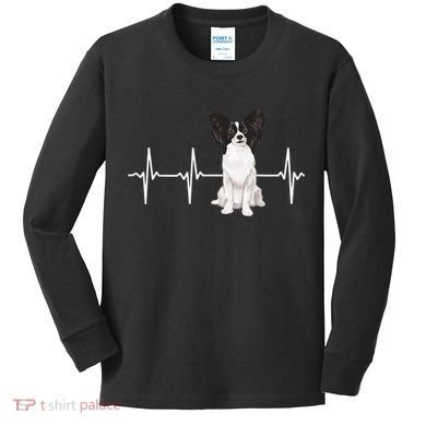 Papillon Heartbeat Dog Lover Kids Long Sleeve Shirt