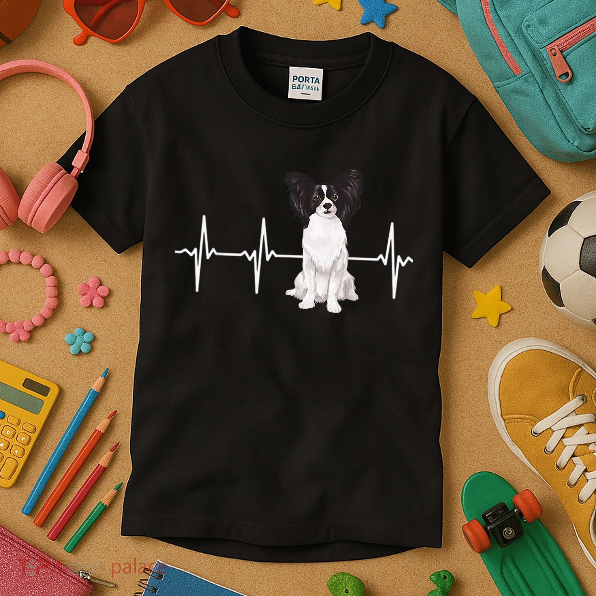 Papillon Heartbeat Dog Lover Kids T-Shirt