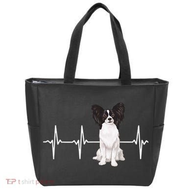 Papillon Heartbeat Dog Lover Tote Bag