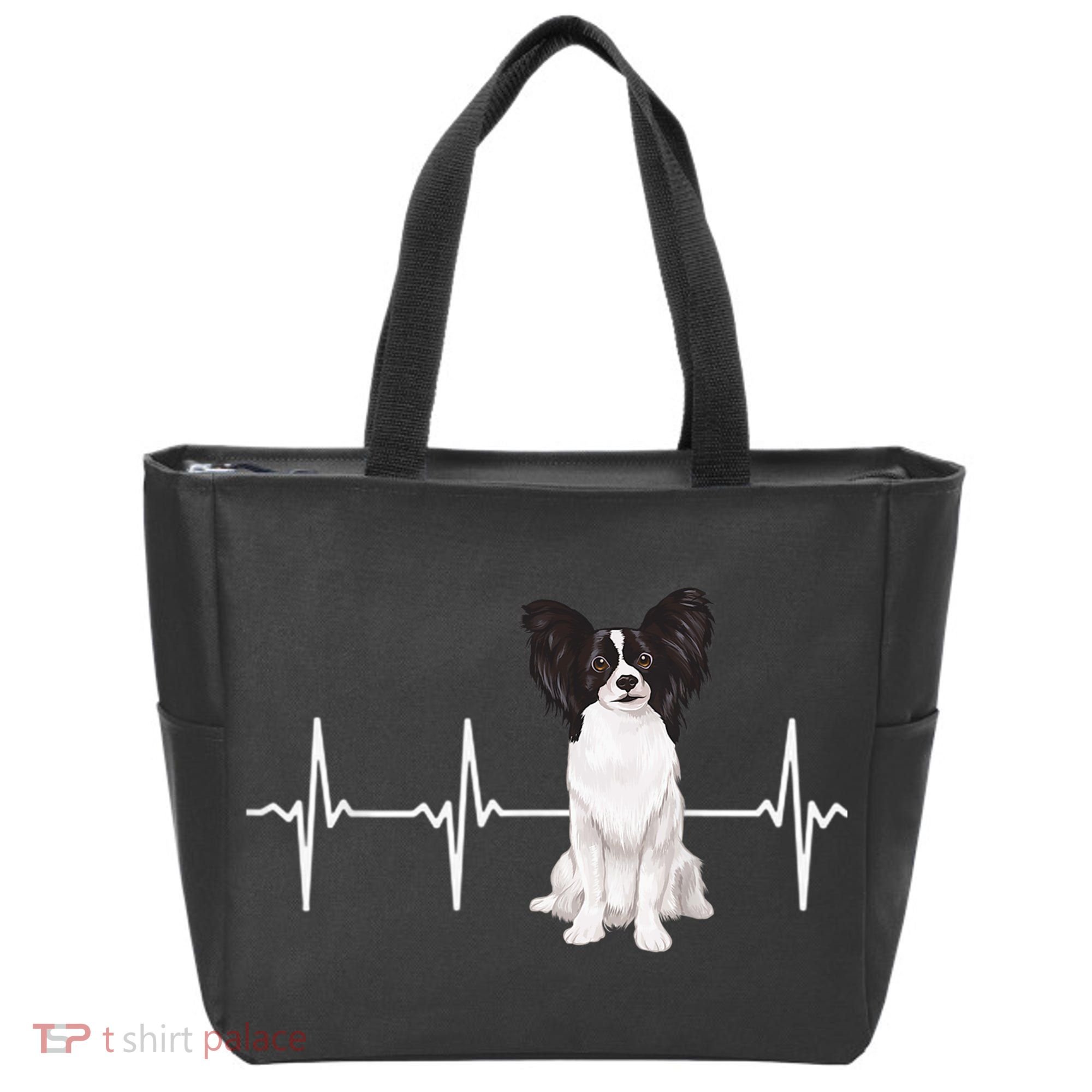Papillon Heartbeat Dog Lover Tote Bag