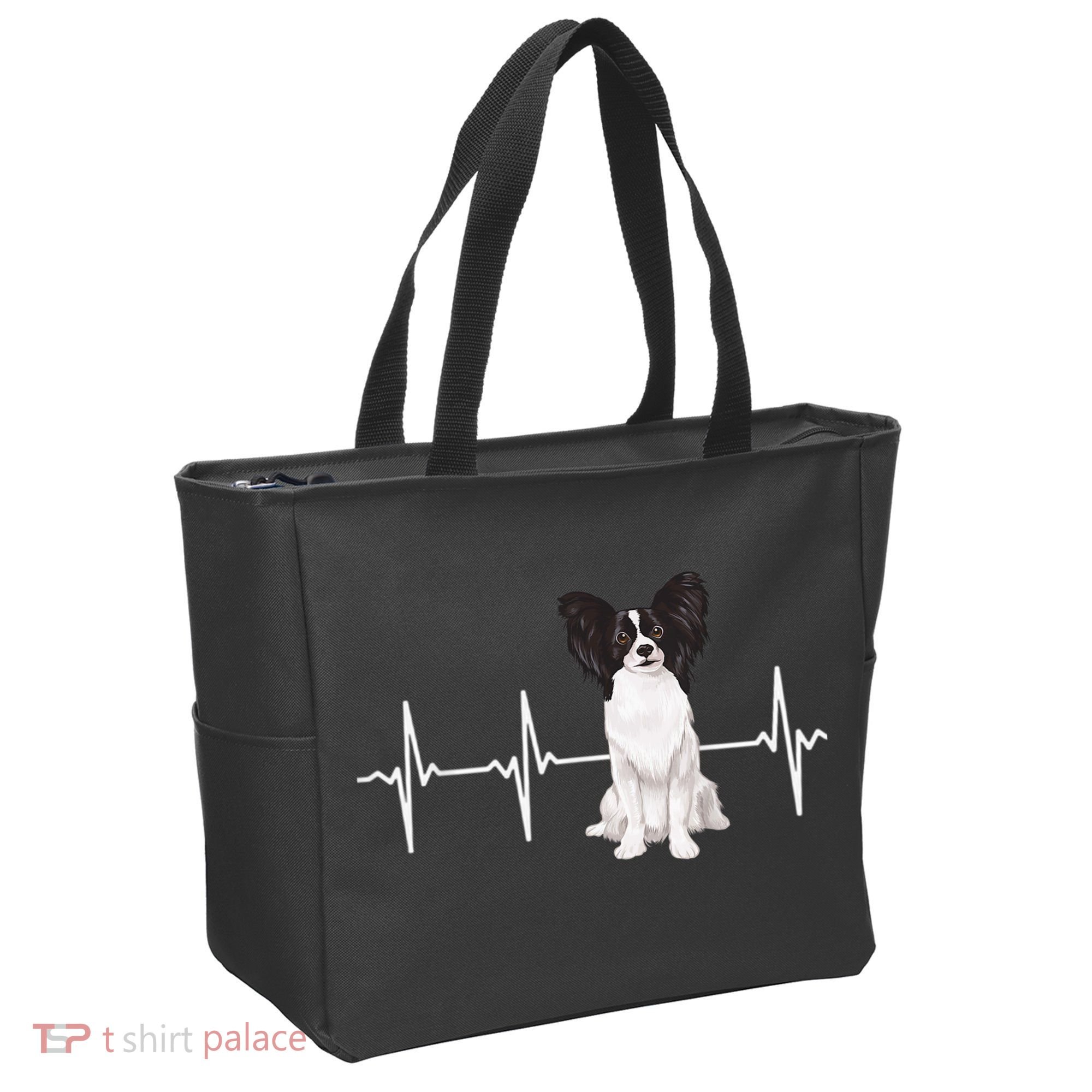 Papillon Heartbeat Dog Lover Tote Bag
