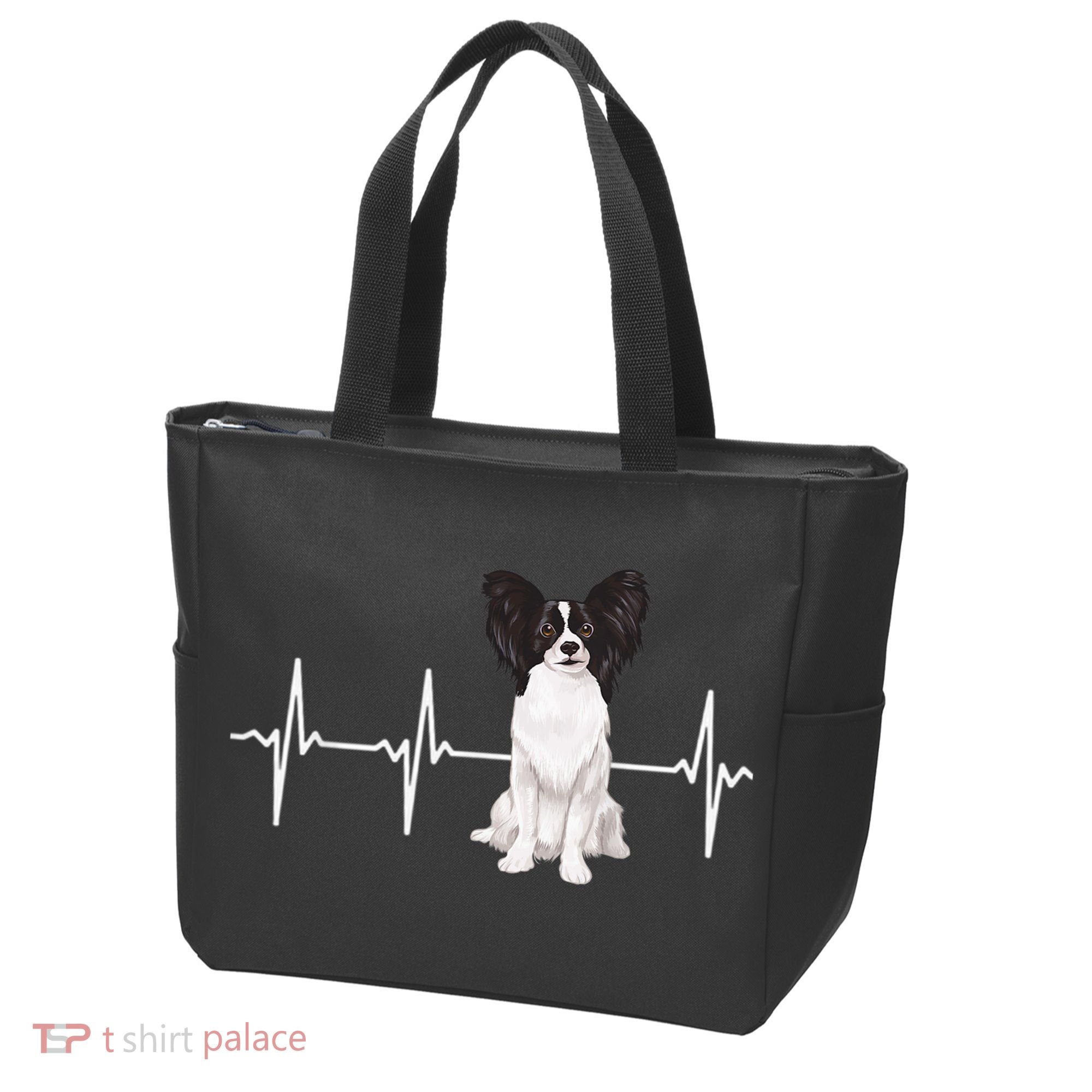 Papillon Heartbeat Dog Lover Tote Bag