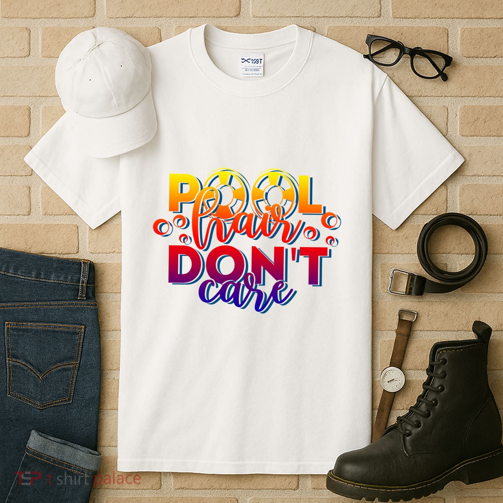 Pool Hair Dont Care Funny Pool Party Gift Tall T-Shirt