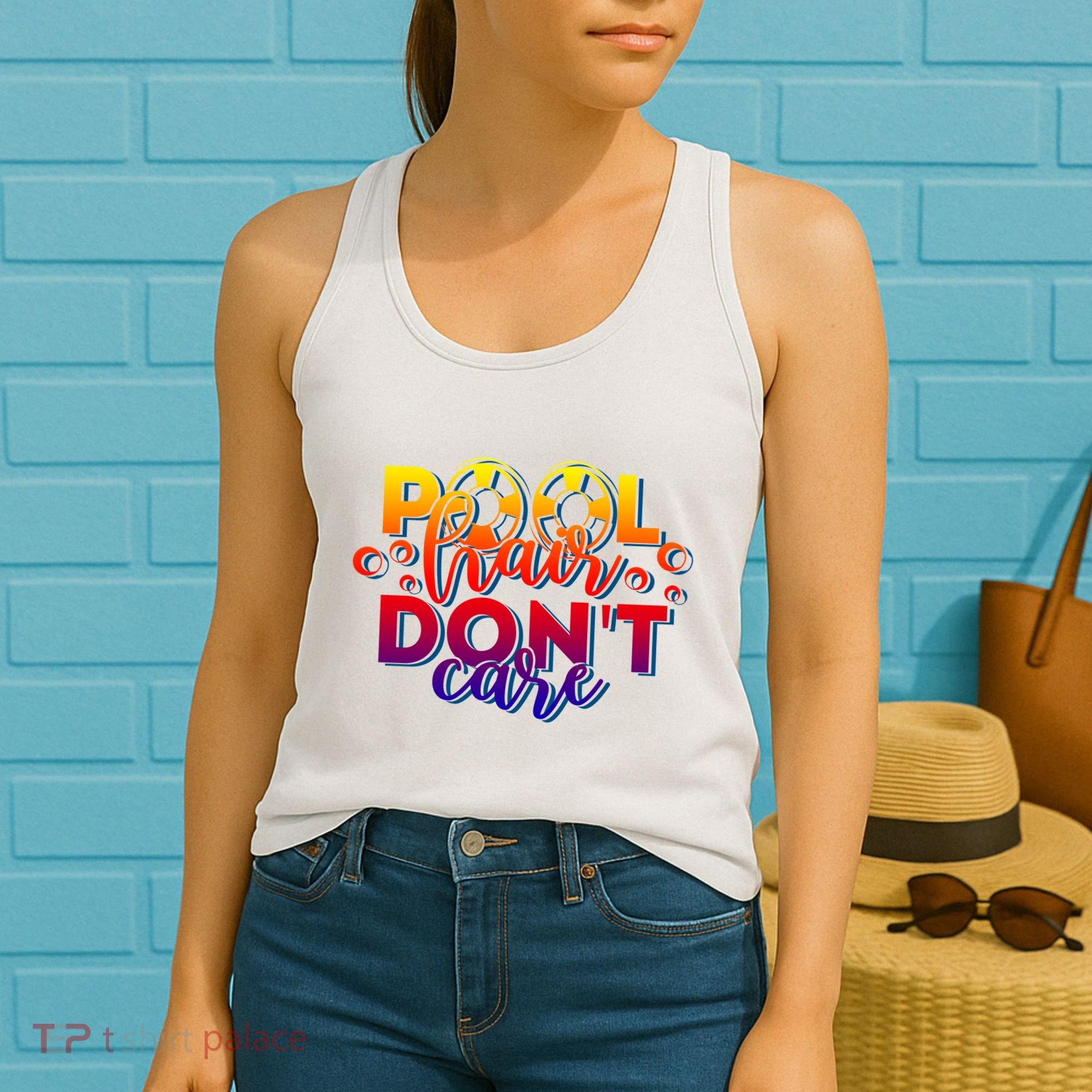 Pool Hair Dont Care Funny Pool Party Gift Women's Tank Top
