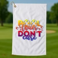 Pool Hair Dont Care Funny Pool Party Gift Golf Towel thumb 1