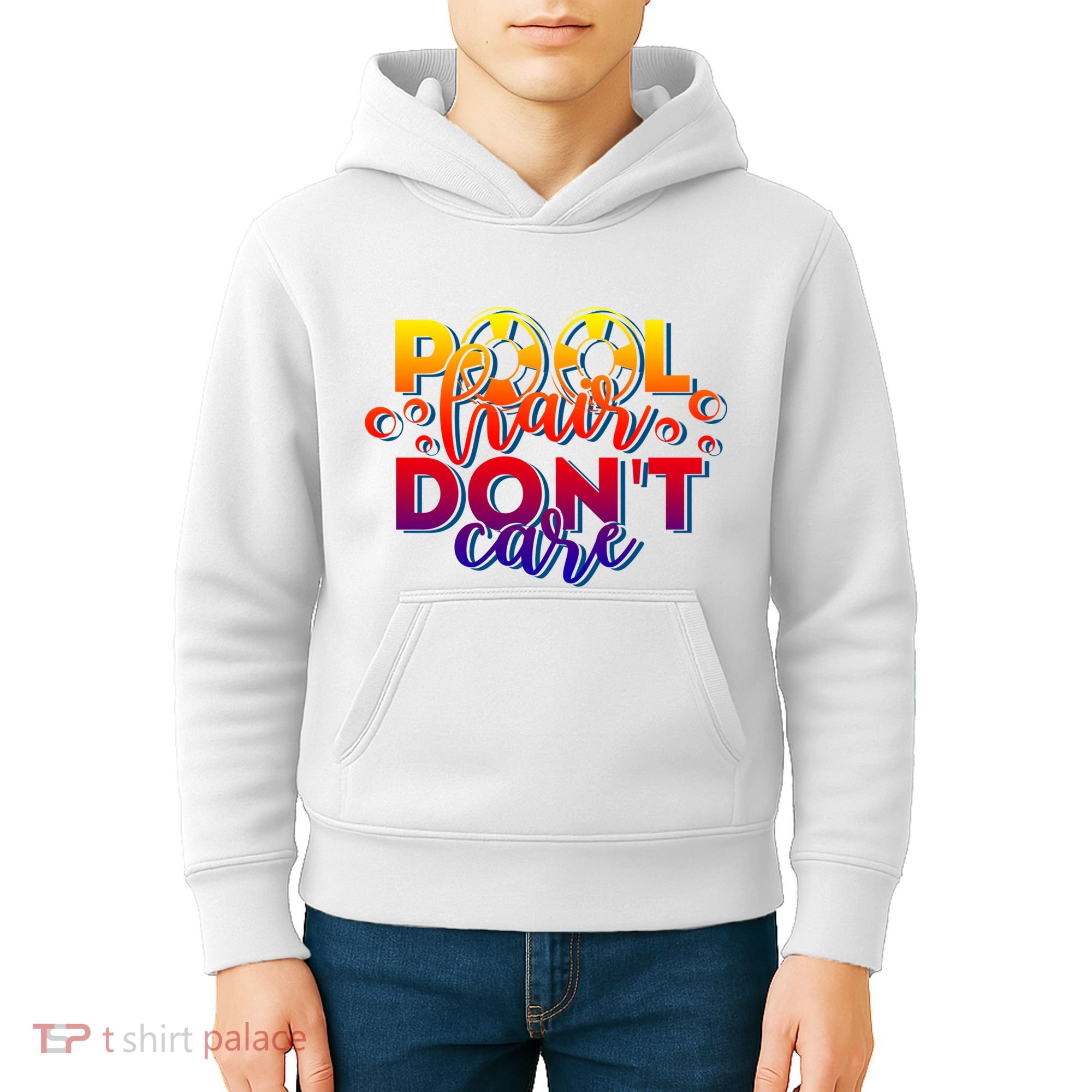 Pool Hair Dont Care Funny Pool Party Gift Kids Hoodie