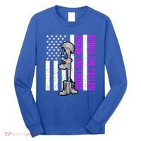 Purple Heart Day Military Honor The Fallen Thank The Living Gift Long Sleeve Shirt thumb 0