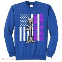 Purple Heart Day Military Honor The Fallen Thank The Living Gift Sweatshirt thumb 0
