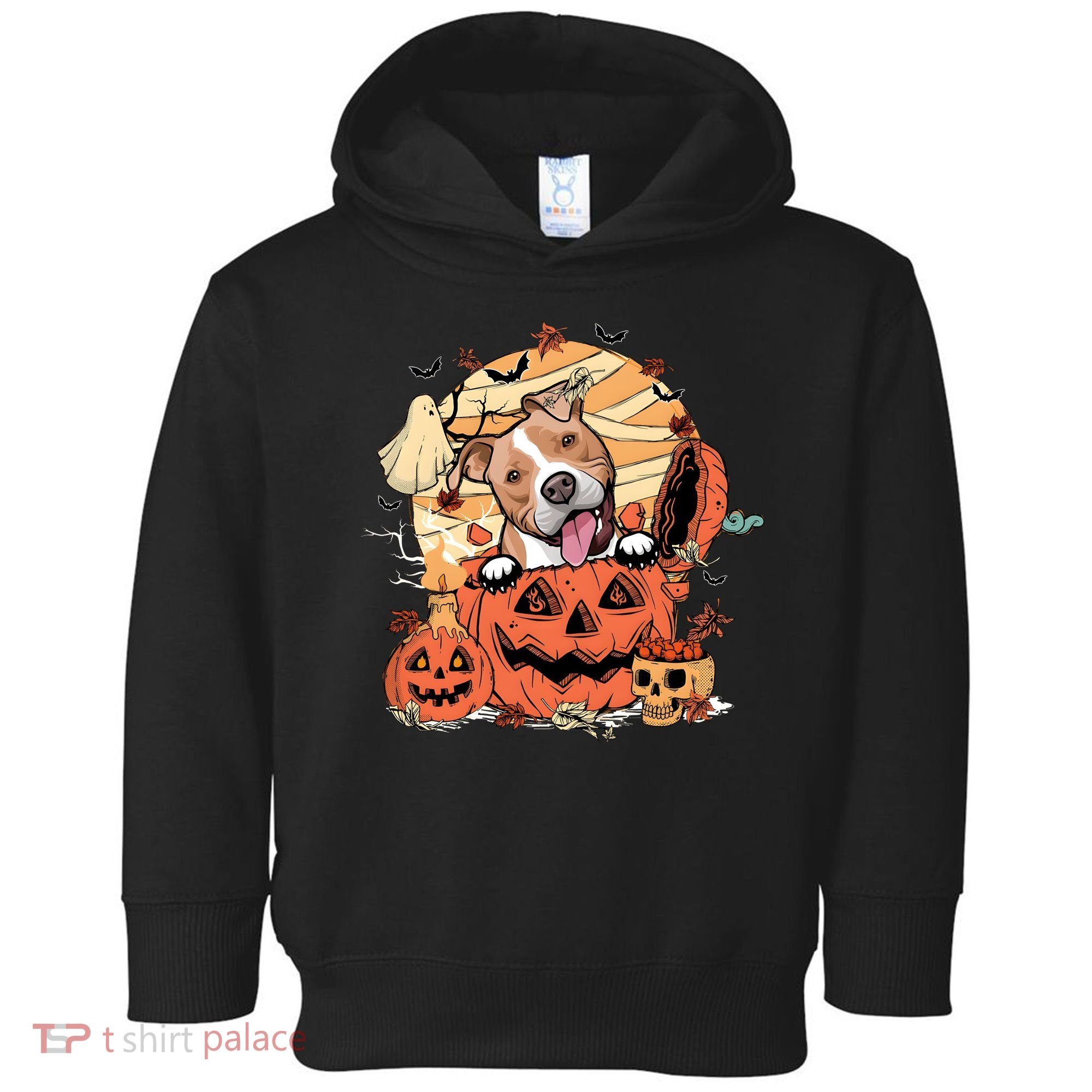 Pitbull Halloween Dog Pumpkin Cute Toddler Hoodie