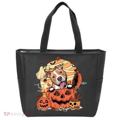 Pitbull Halloween Dog Pumpkin Cute Tote Bag