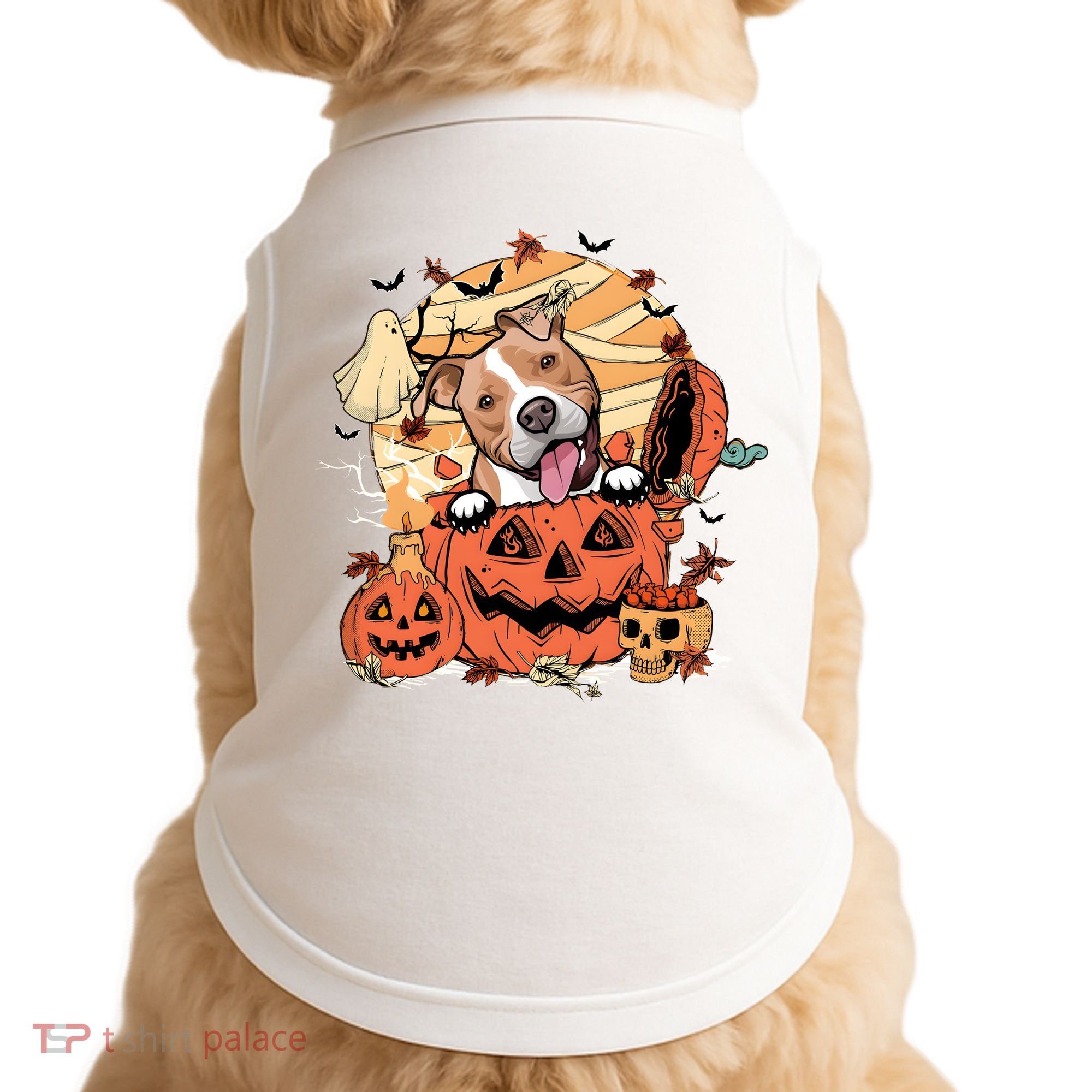 Pitbull Halloween Dog Pumpkin Cute Doggie Tank