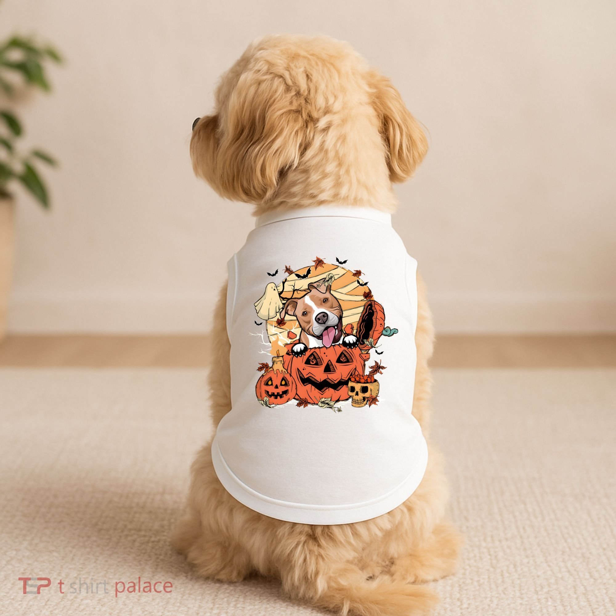 Pitbull Halloween Dog Pumpkin Cute Doggie Tank