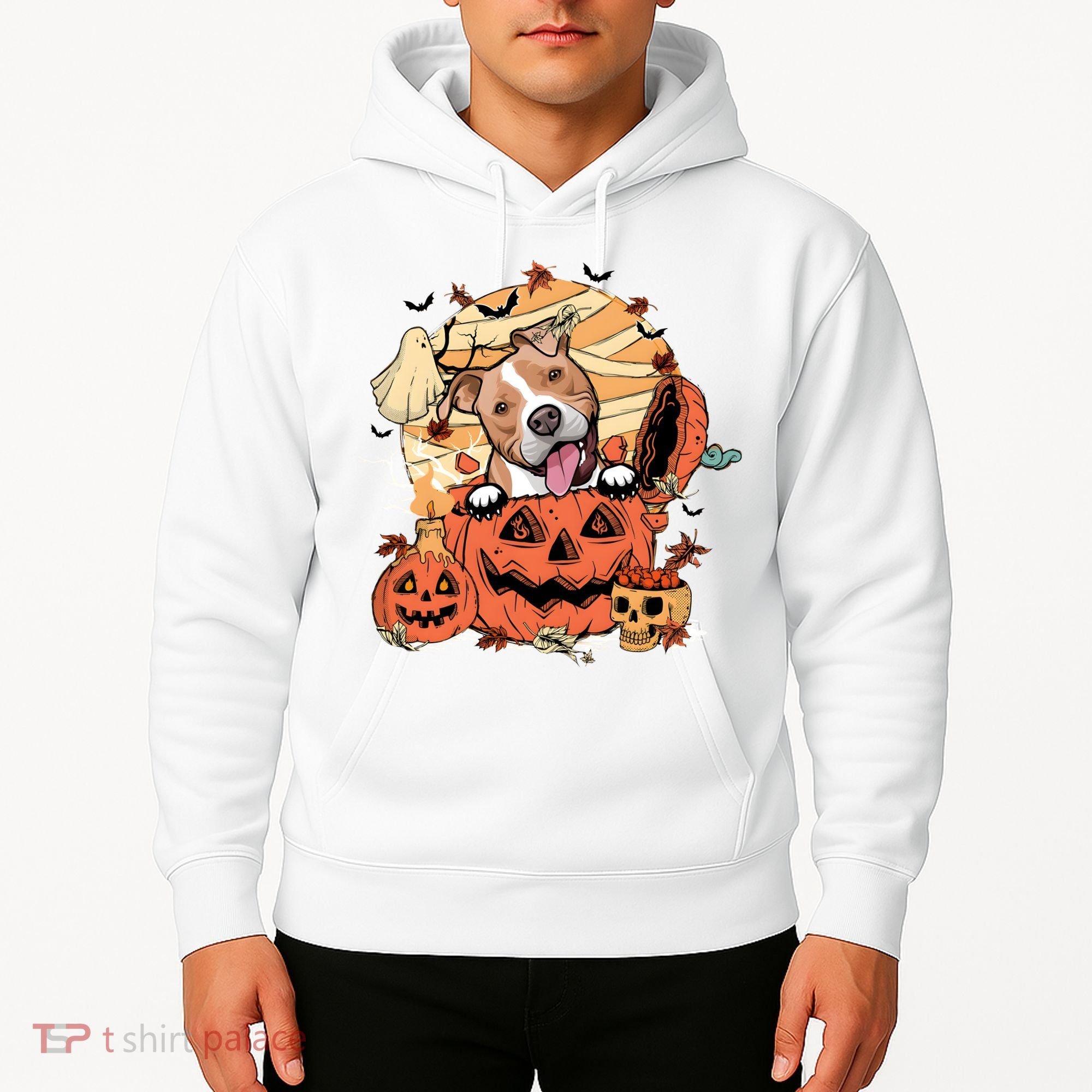 Pitbull Halloween Dog Pumpkin Cute Hoodie