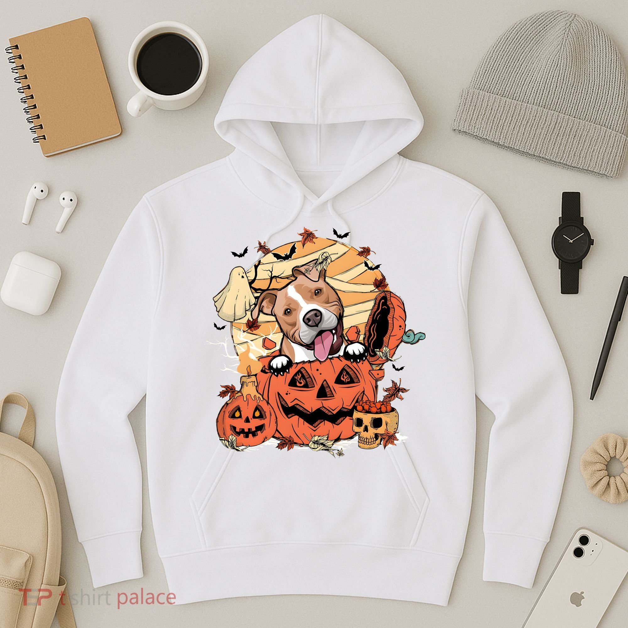 Pitbull Halloween Dog Pumpkin Cute Hoodie