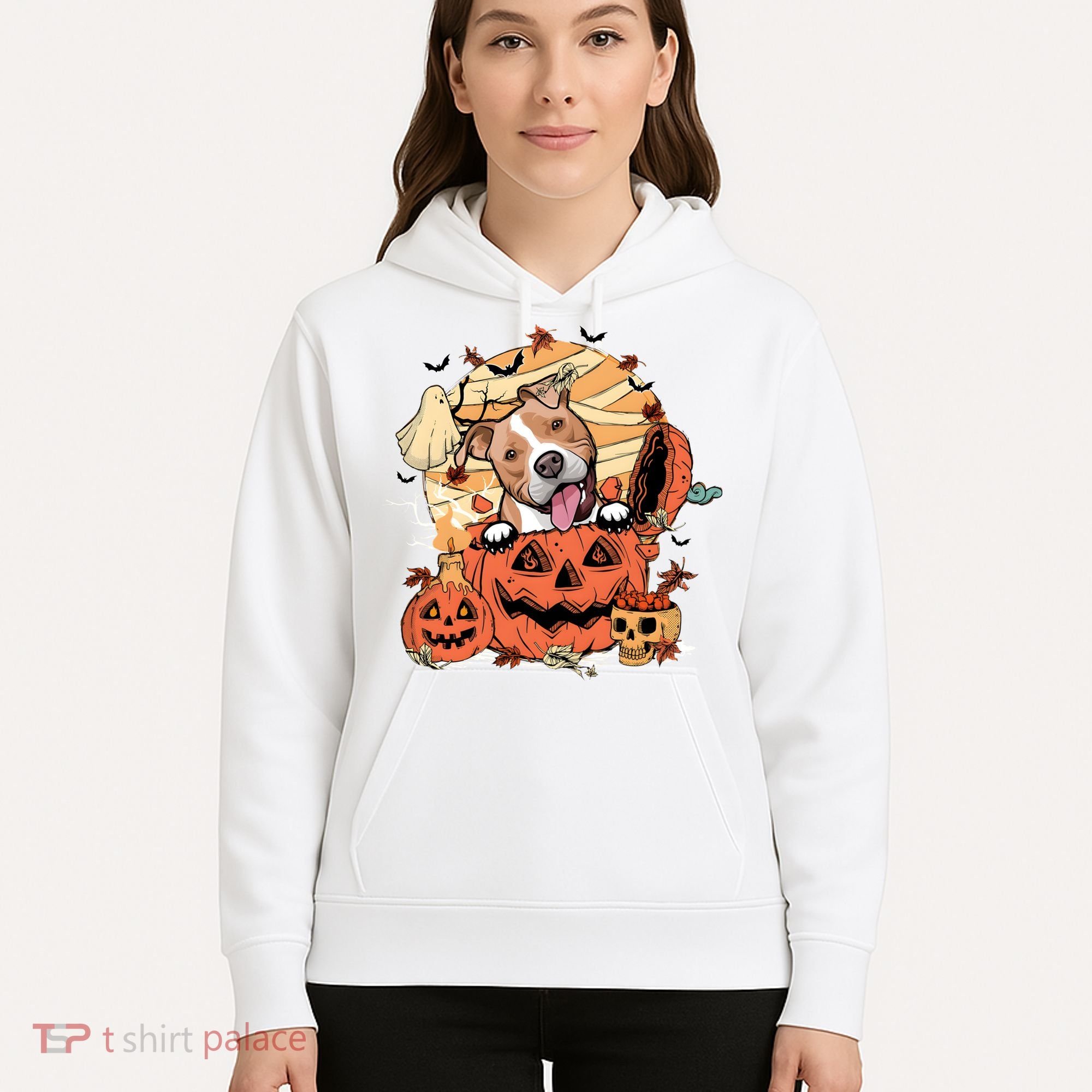 Pitbull Halloween Dog Pumpkin Cute Hoodie