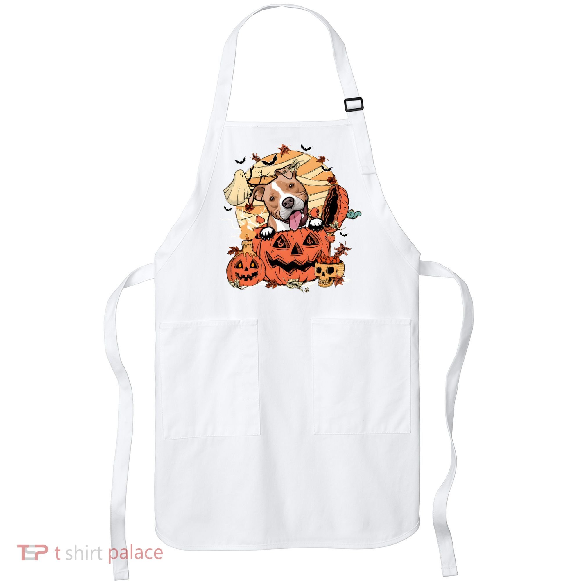 Pitbull Halloween Dog Pumpkin Cute Apron