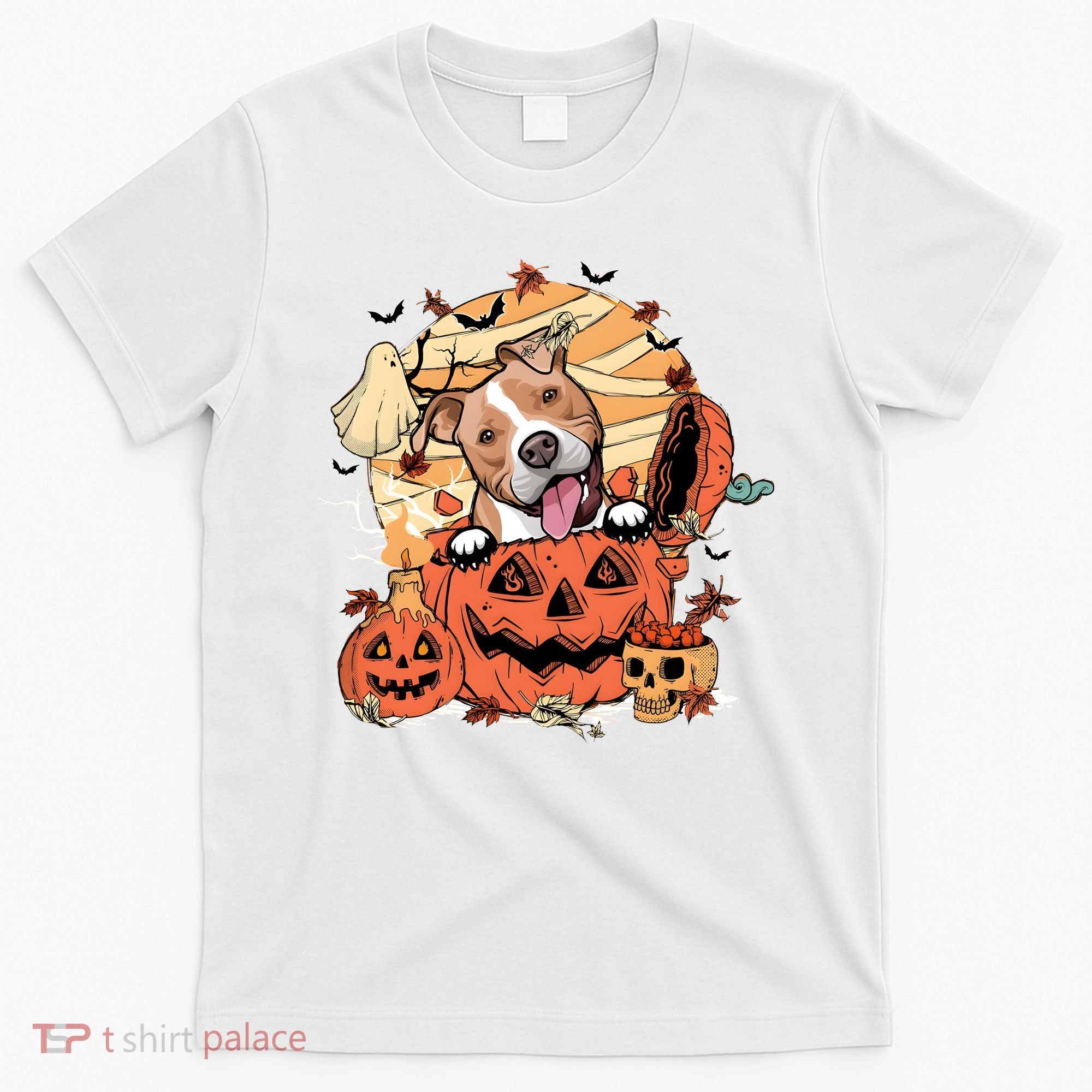 Pitbull Halloween Dog Pumpkin Cute T-Shirt