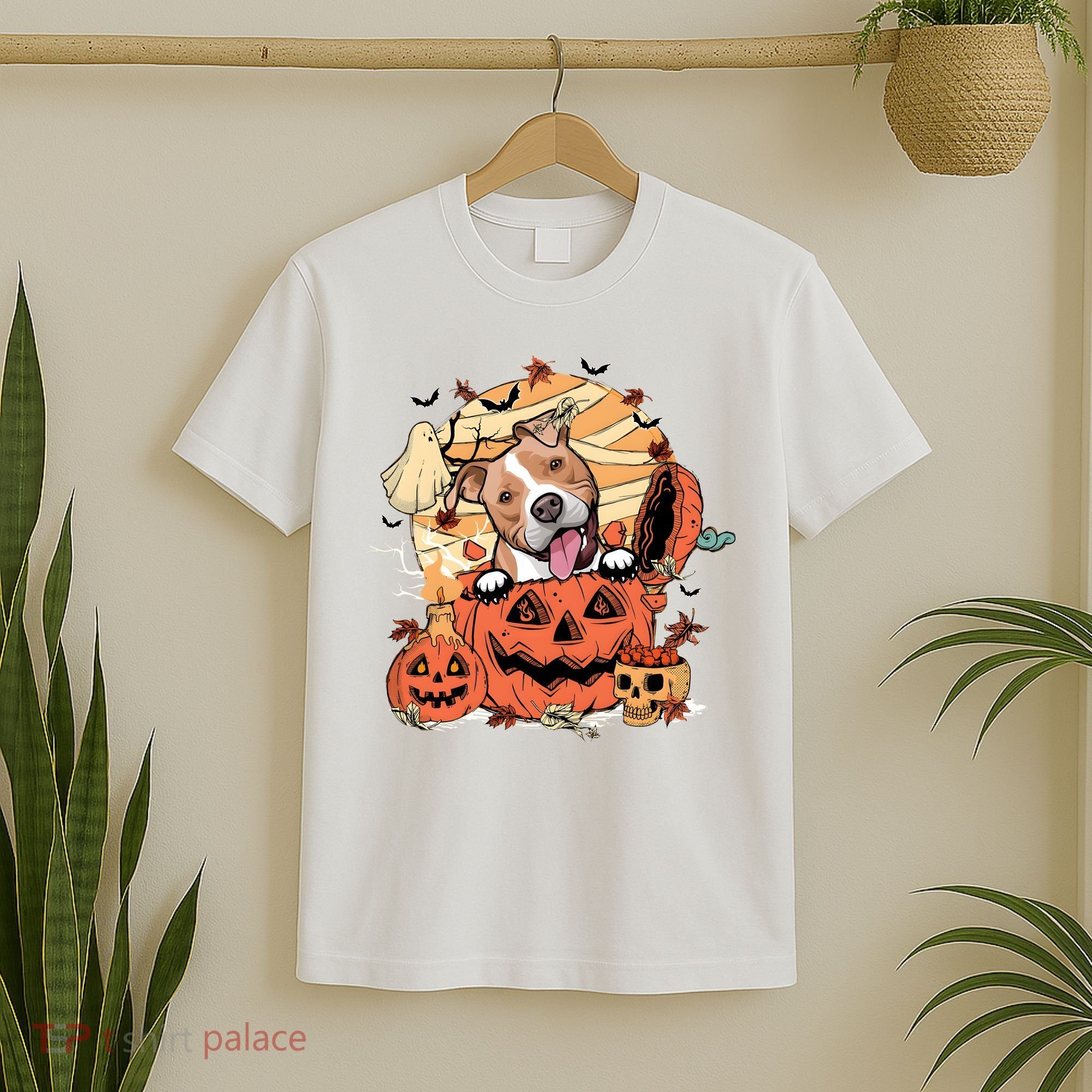 Pitbull Halloween Dog Pumpkin Cute T-Shirt
