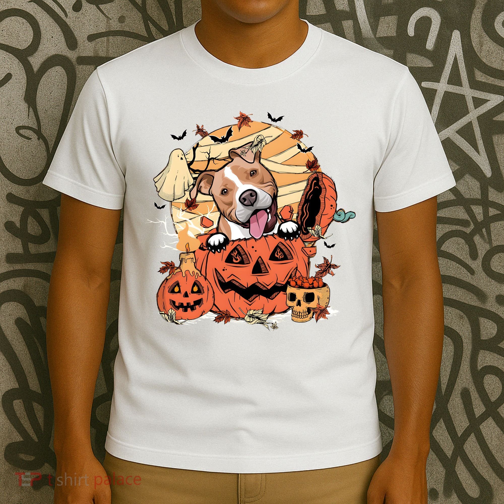 Pitbull Halloween Dog Pumpkin Cute T-Shirt