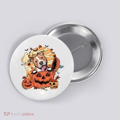 Pitbull Halloween Dog Pumpkin Cute Button