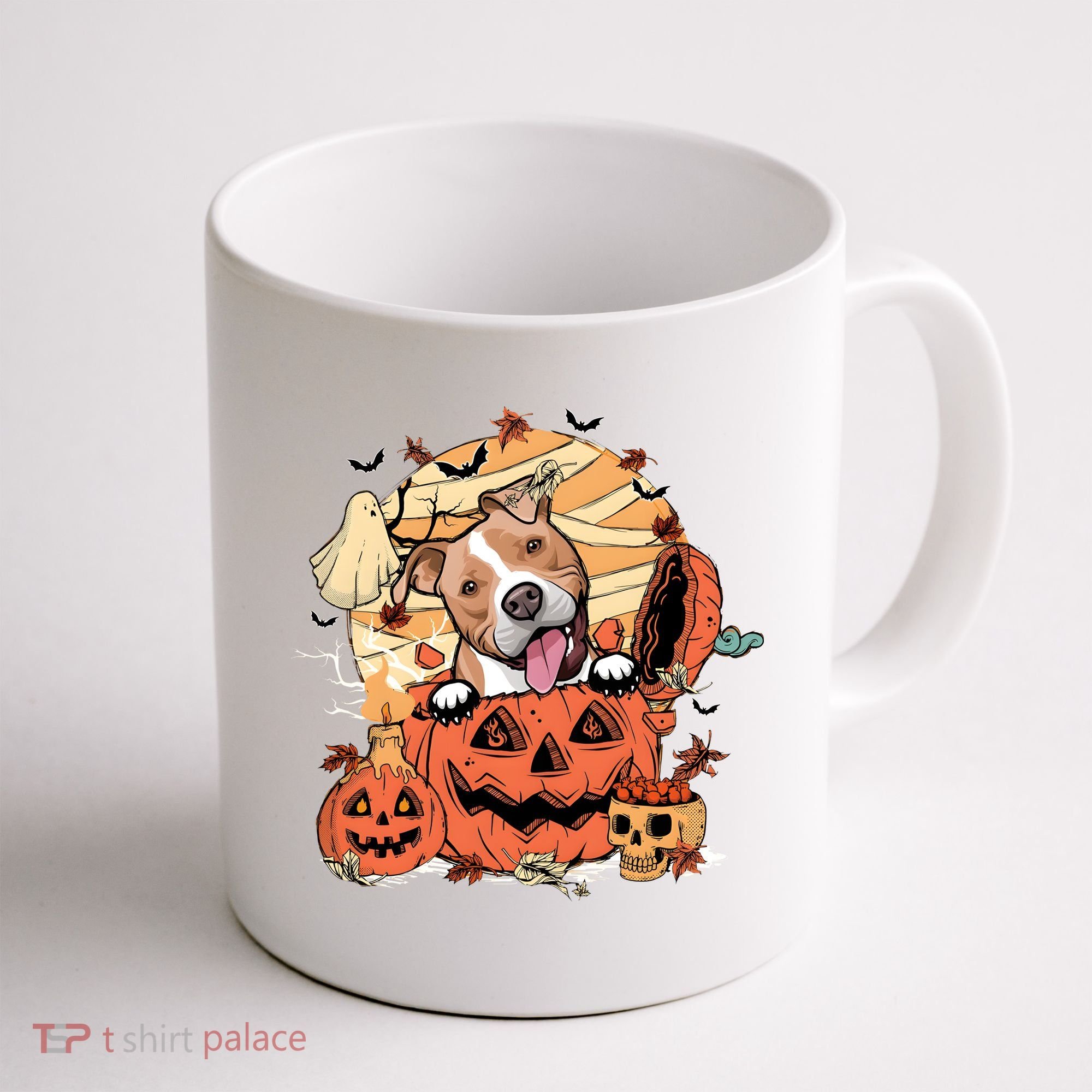 Pitbull Halloween Dog Pumpkin Cute Coffee Mug