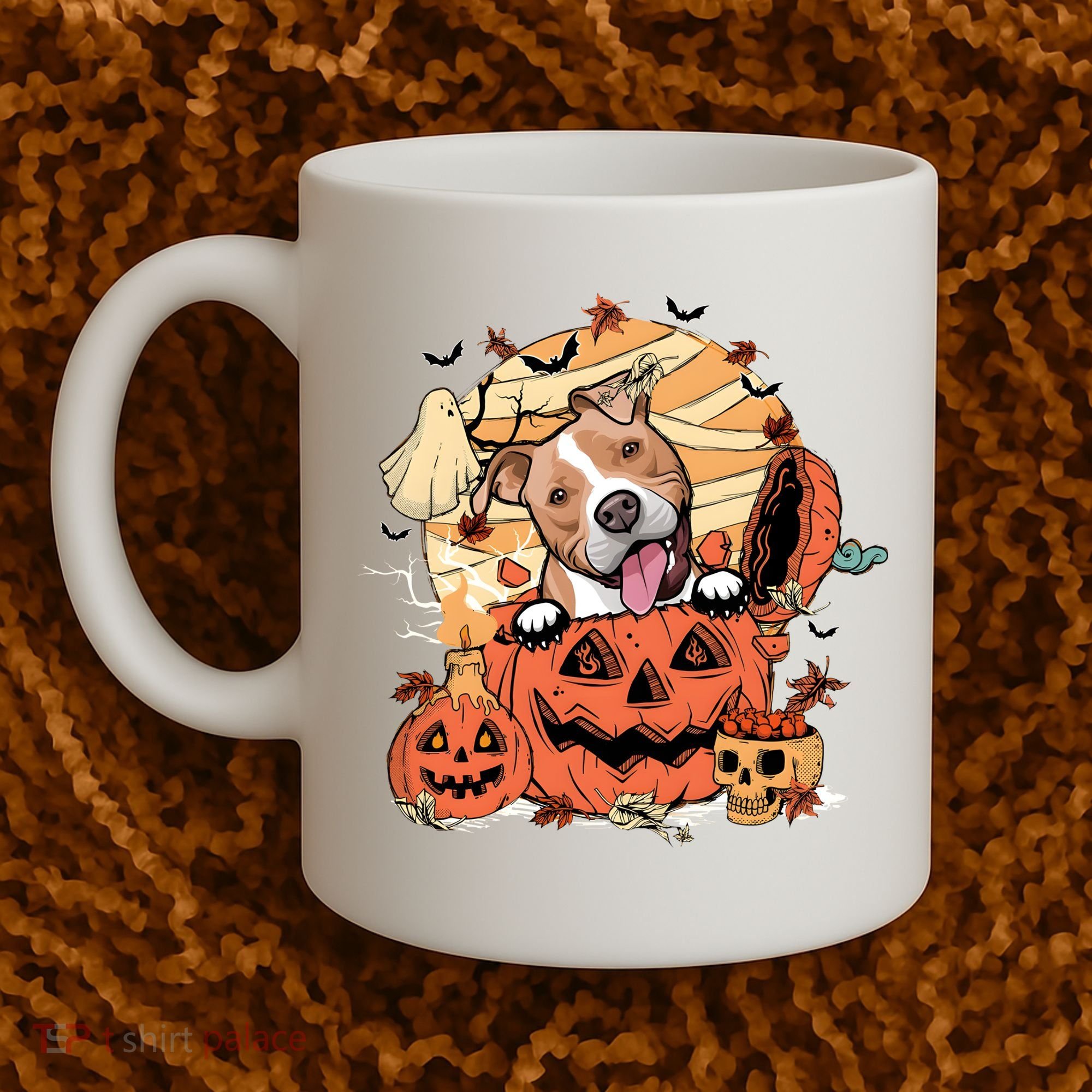 Pitbull Halloween Dog Pumpkin Cute Coffee Mug