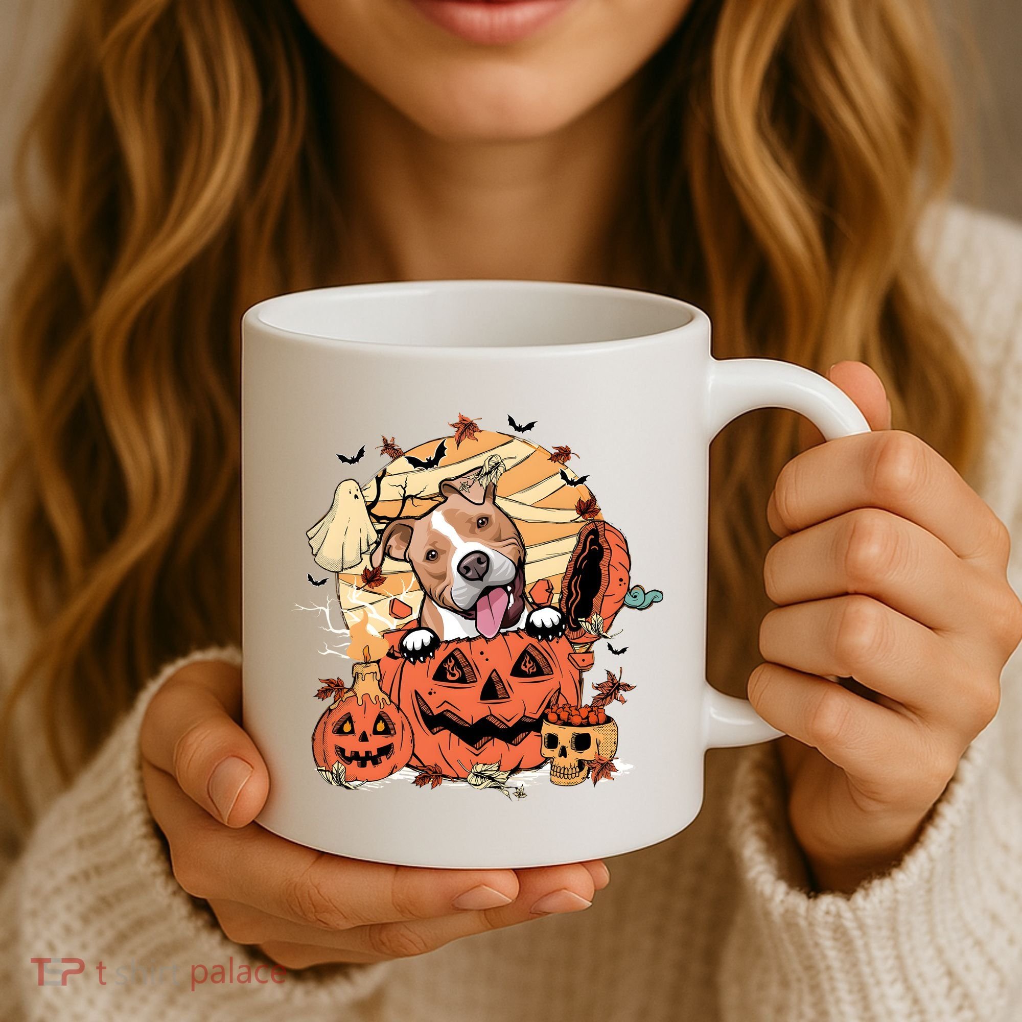 Pitbull Halloween Dog Pumpkin Cute Coffee Mug