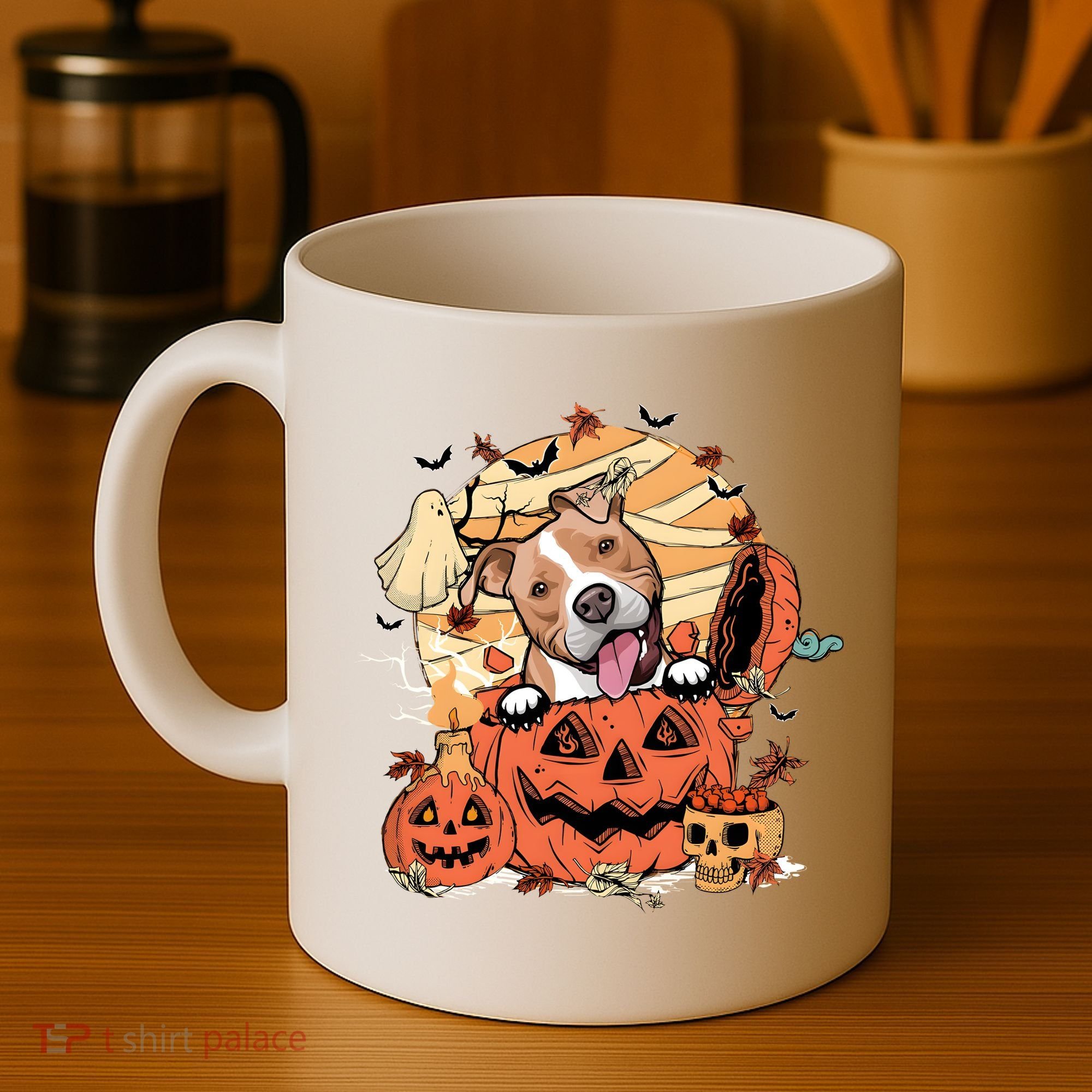Pitbull Halloween Dog Pumpkin Cute Coffee Mug
