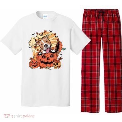 Pitbull Halloween Dog Pumpkin Cute Pajama Set