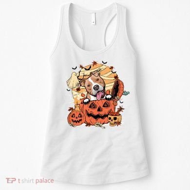 Pitbull Halloween Dog Pumpkin Cute Women's Tank Top
