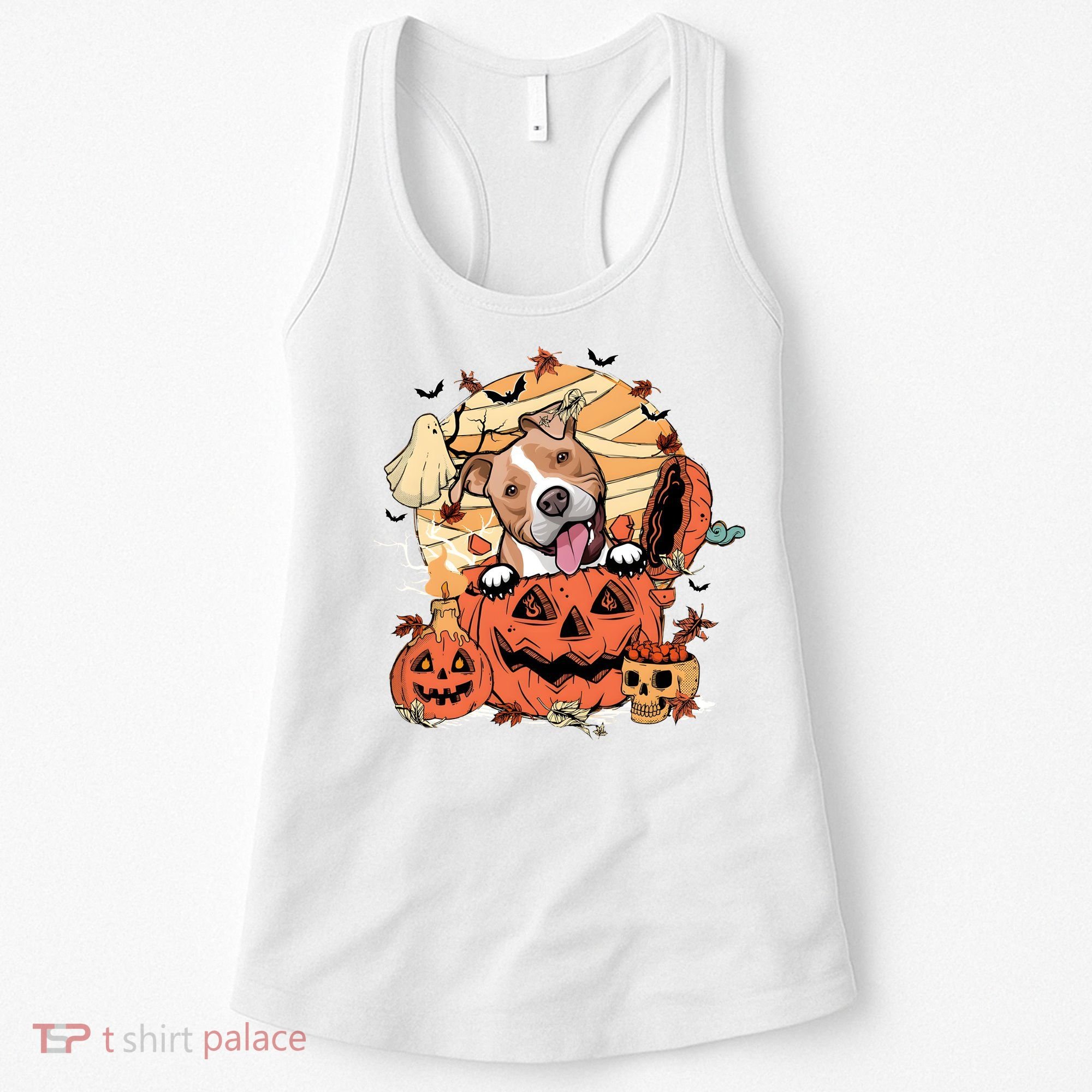 Pitbull Halloween Dog Pumpkin Cute Women's Tank Top