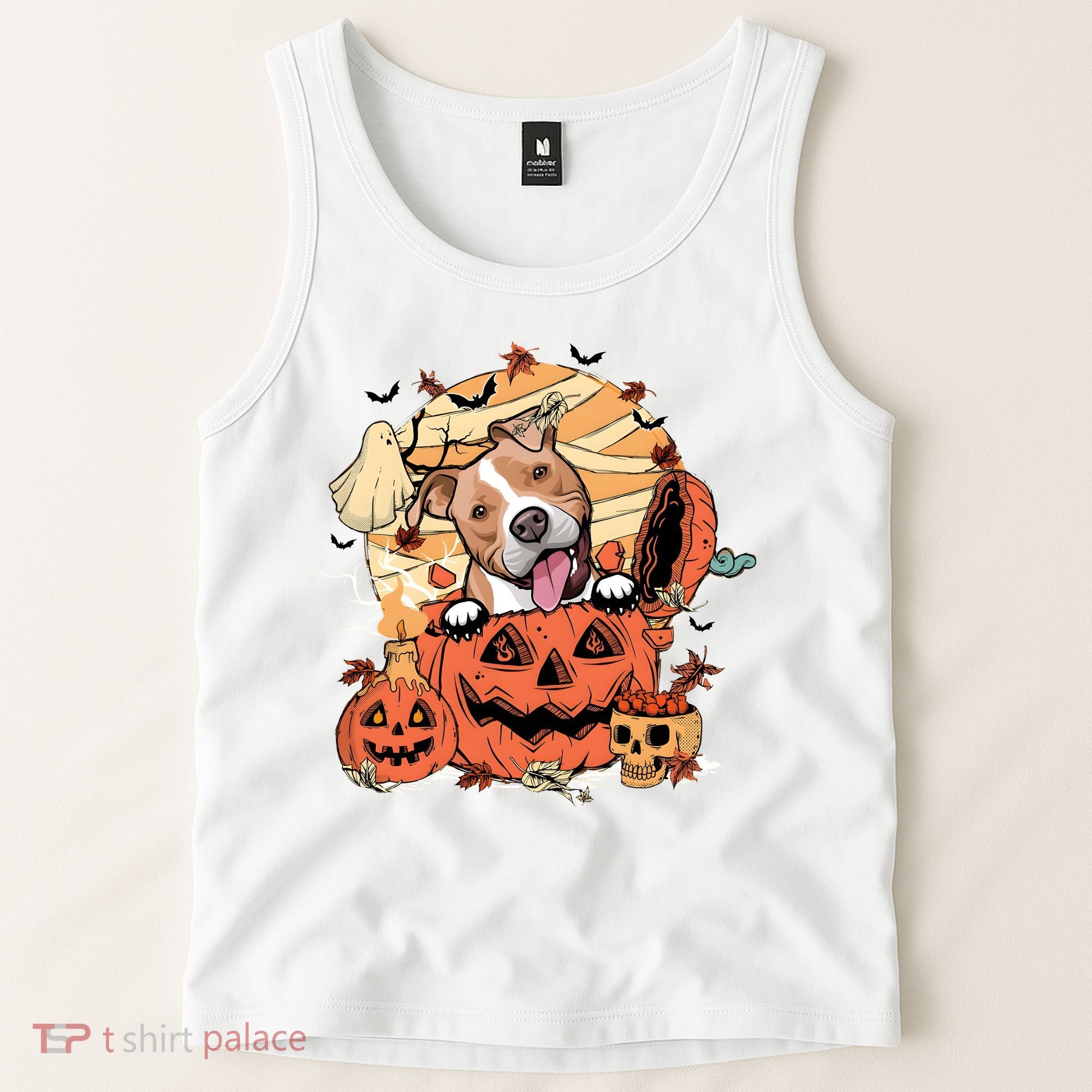 Pitbull Halloween Dog Pumpkin Cute Tank Top