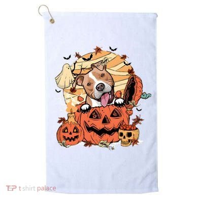Pitbull Halloween Dog Pumpkin Cute Golf Towel