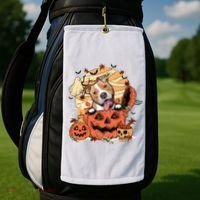 Pitbull Halloween Dog Pumpkin Cute Golf Towel thumb 2