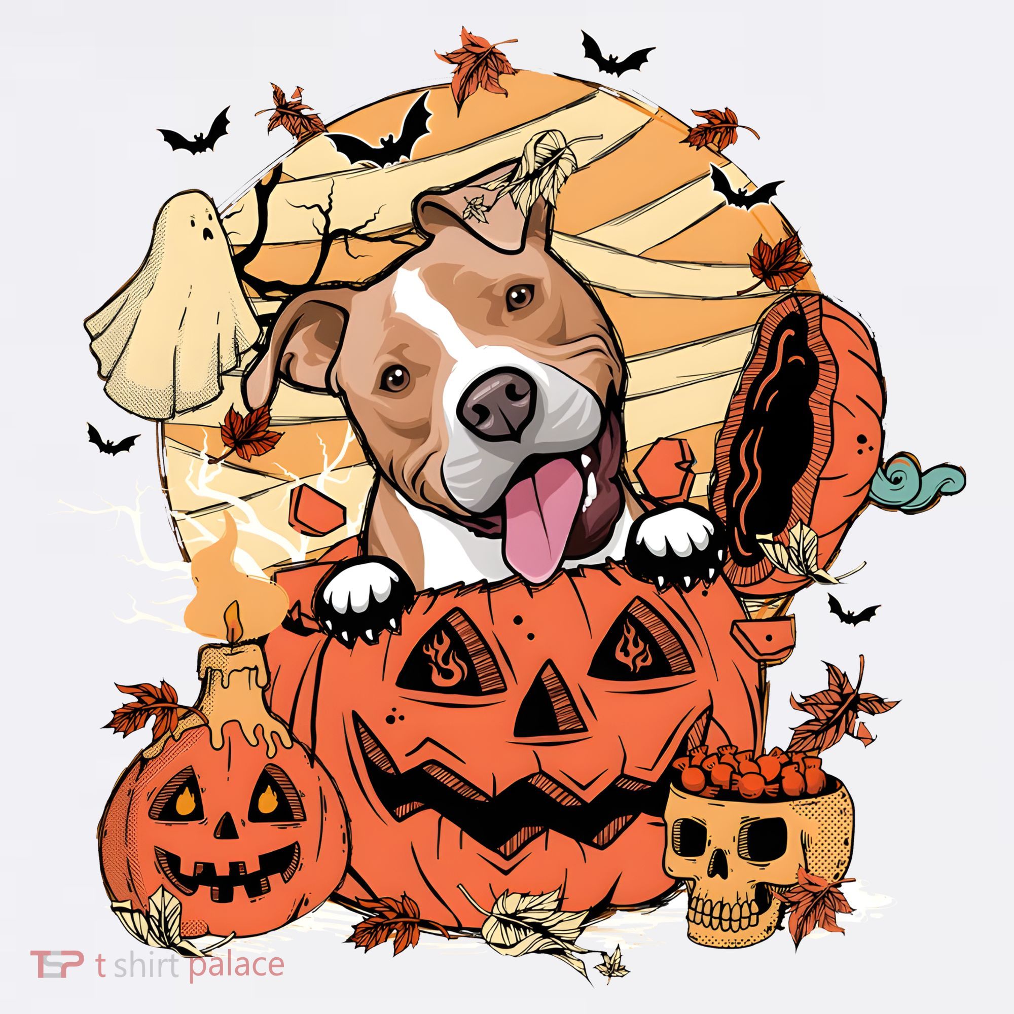 Pitbull Halloween Dog Pumpkin Cute Toddler T-Shirt