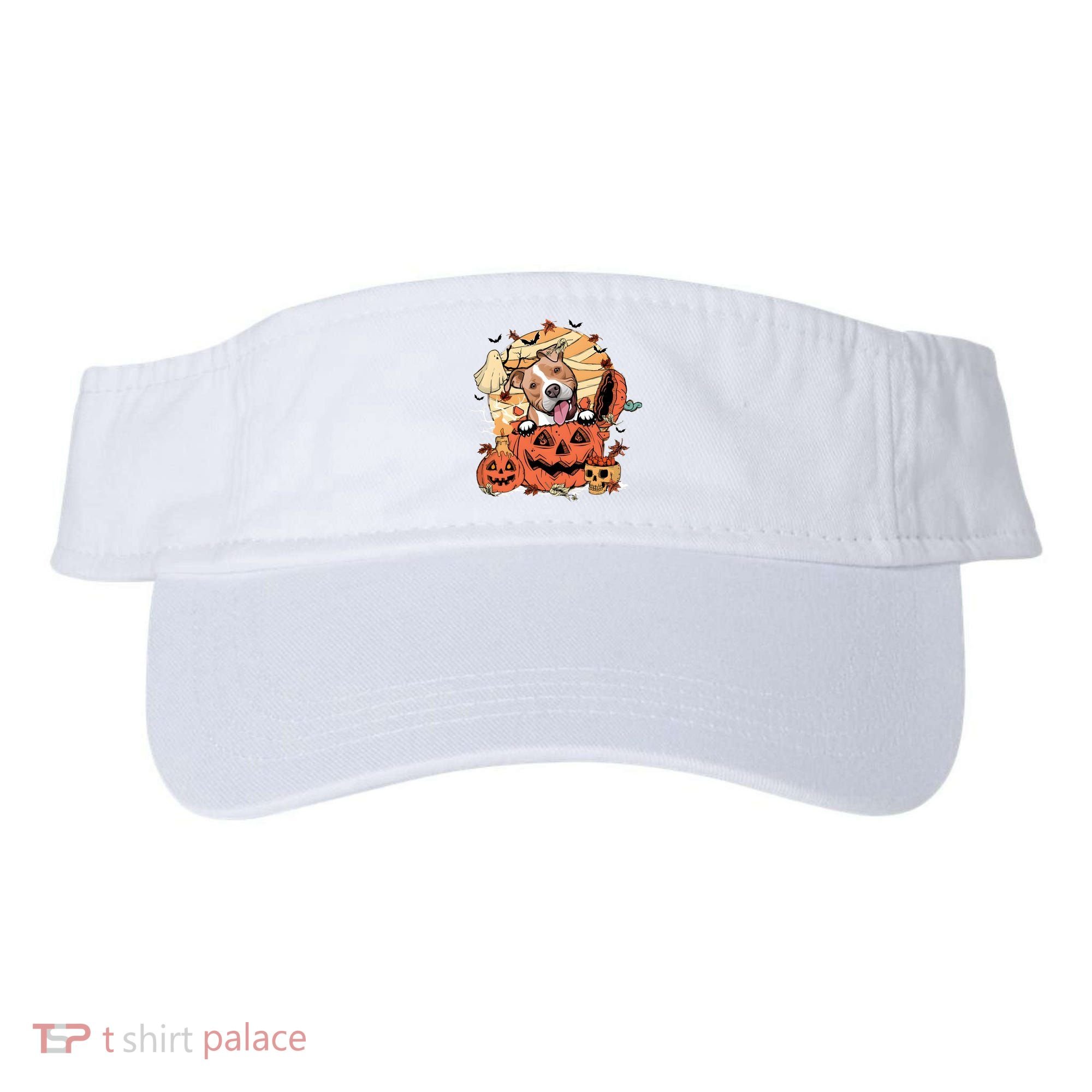 Pitbull Halloween Dog Pumpkin Cute Visor