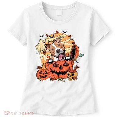 Pitbull Halloween Dog Pumpkin Cute Women's T-Shirt