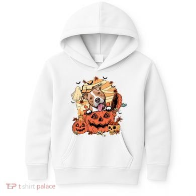 Pitbull Halloween Dog Pumpkin Cute Kids Hoodie
