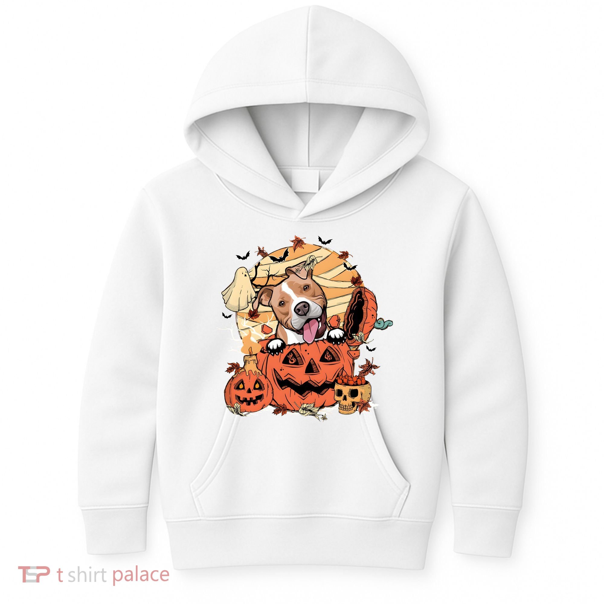 Pitbull Halloween Dog Pumpkin Cute Kids Hoodie