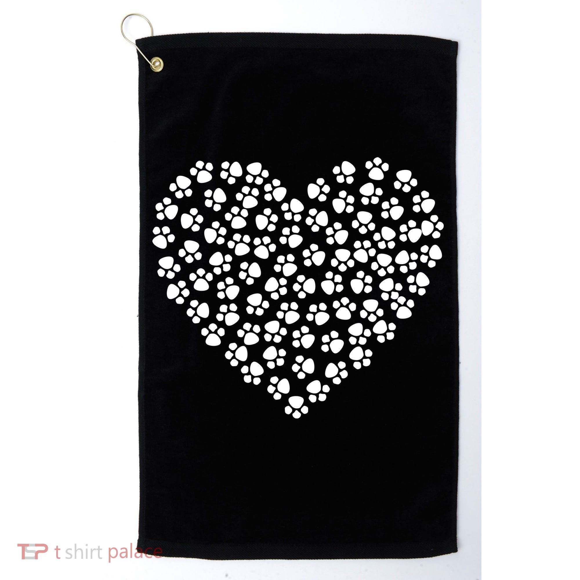 Pawprint Heart Dog Lover Golf Towel