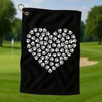 Pawprint Heart Dog Lover Golf Towel thumb 1