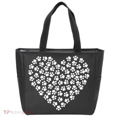 Pawprint Heart Dog Lover Tote Bag