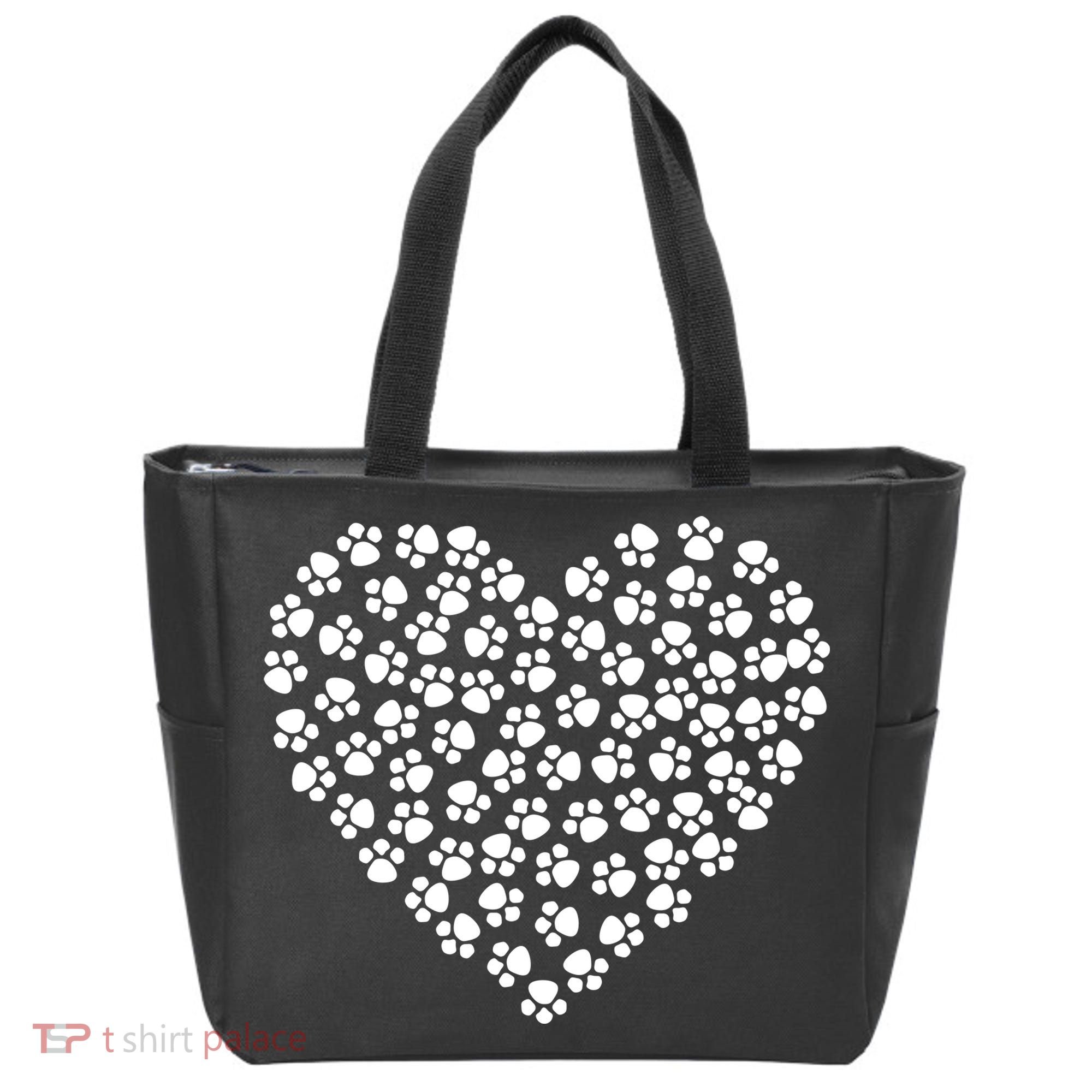 Pawprint Heart Dog Lover Tote Bag