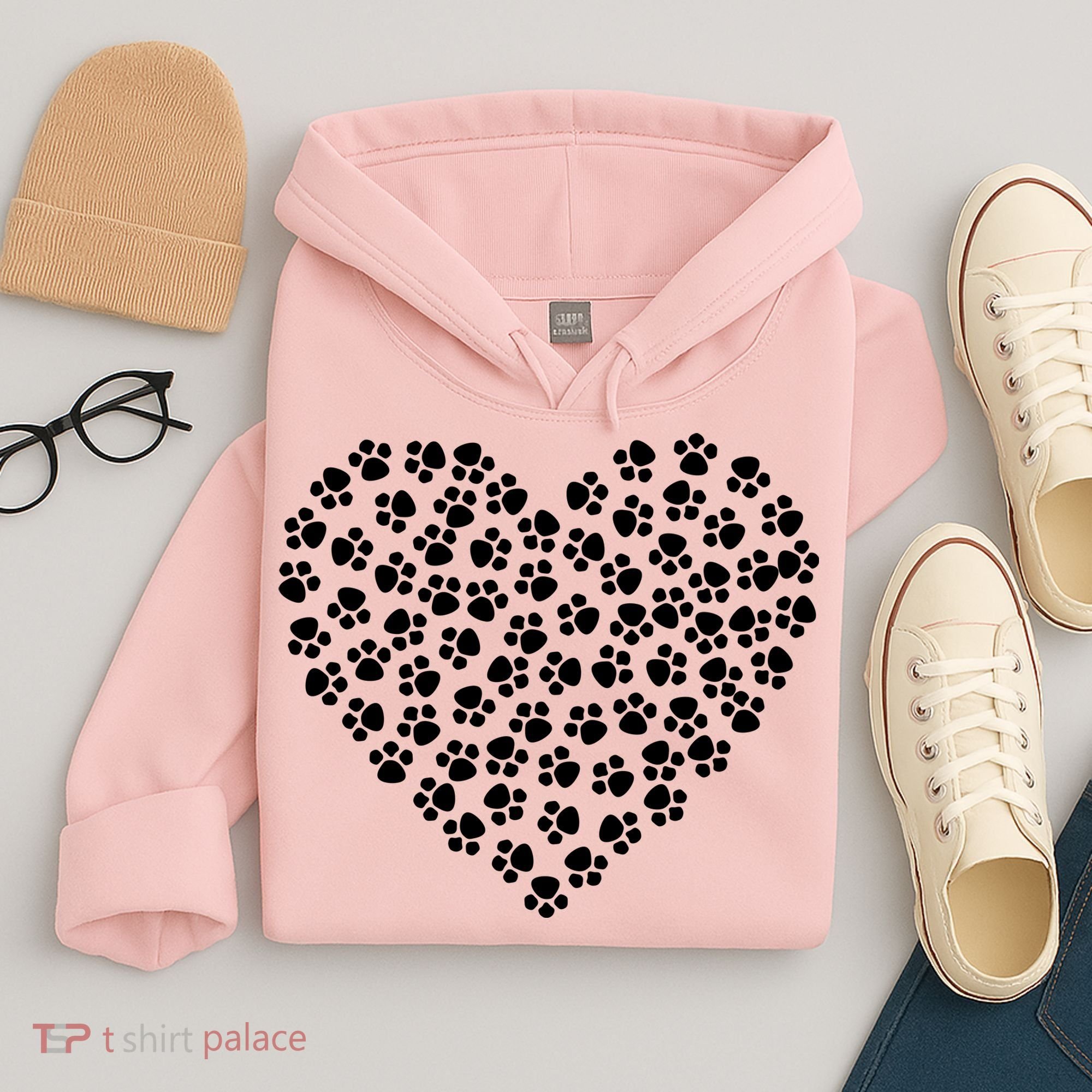 Pawprint Heart Dog Lover Hoodie