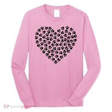 Pawprint Heart Dog Lover Long Sleeve Shirt