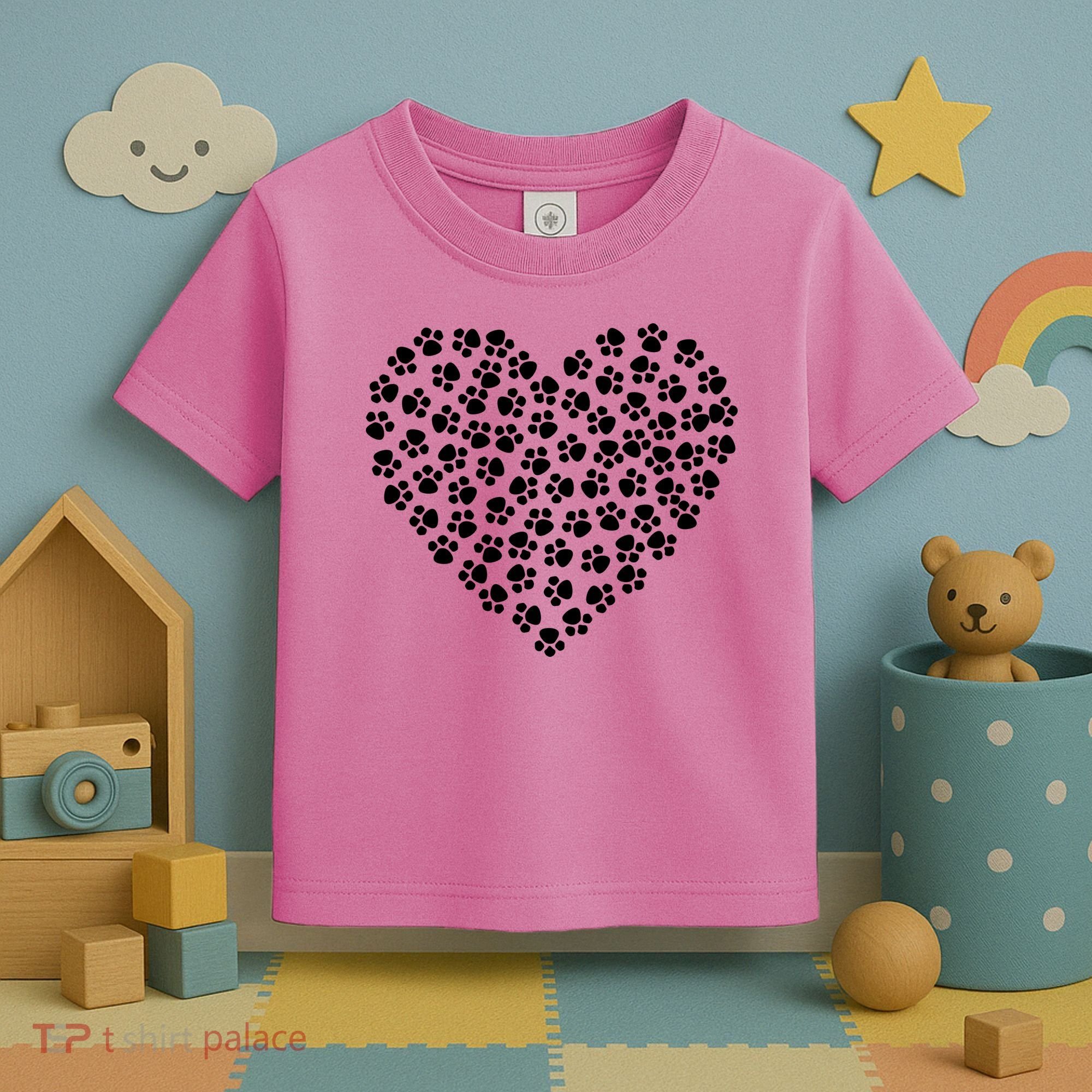 Pawprint Heart Dog Lover Toddler T-Shirt