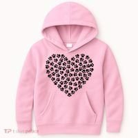 Pawprint Heart Dog Lover Kids Hoodie thumb 0